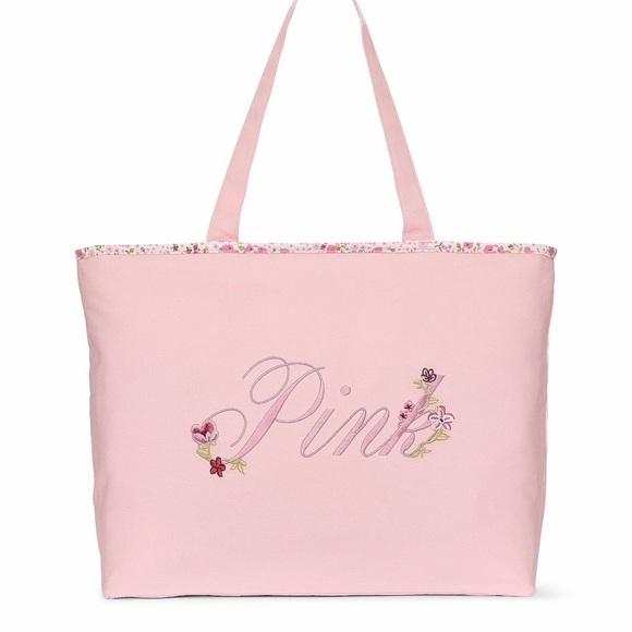 PINK Victoria's Secret Handbags - Pink VS Floral Embroidered Tote Bag